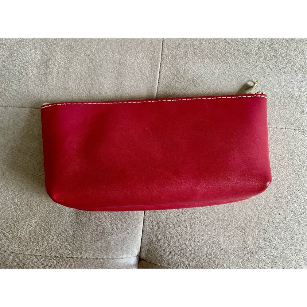 Portland Leather Goods Pink Makeup Bag Zipper Pouch/Case 10" x 4.5" EUC - Picture 3 of 7